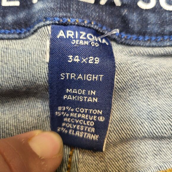 Arizona Jeans Mens 32x27 Blue Advanced Flex Straight Leg Distressed Denim - Picture 3 of 9